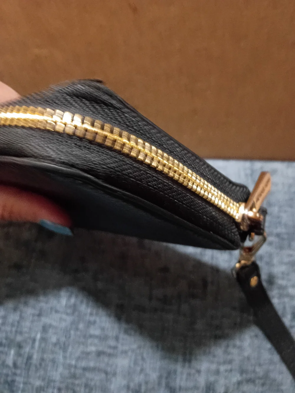 Michael Kors Black Leather Zip-Around Wristlet Wallet